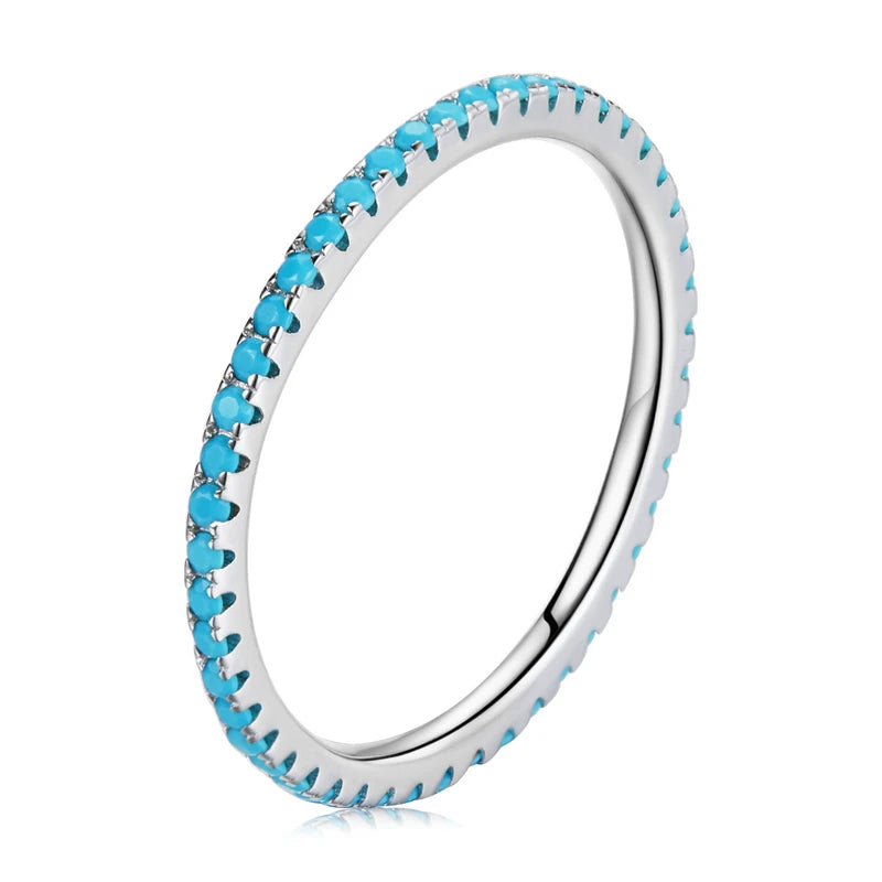 925 Sterling Silver Stackable Eternity Rings – Rainbow, Pink & White CZ Bands