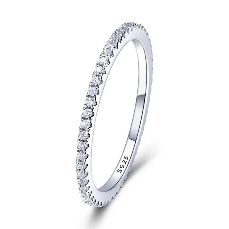 925 Sterling Silver Stackable Eternity Rings – Rainbow, Pink & White CZ Bands