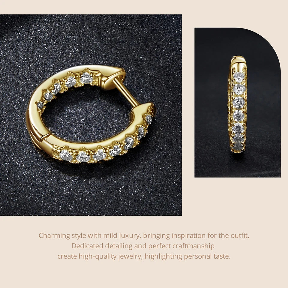 Gold Moissanite Hoop Earrings.
