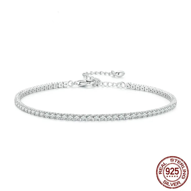 925 Sterling Silver Adjustable Tennis Bracelet with 3mm CZ Stones.
