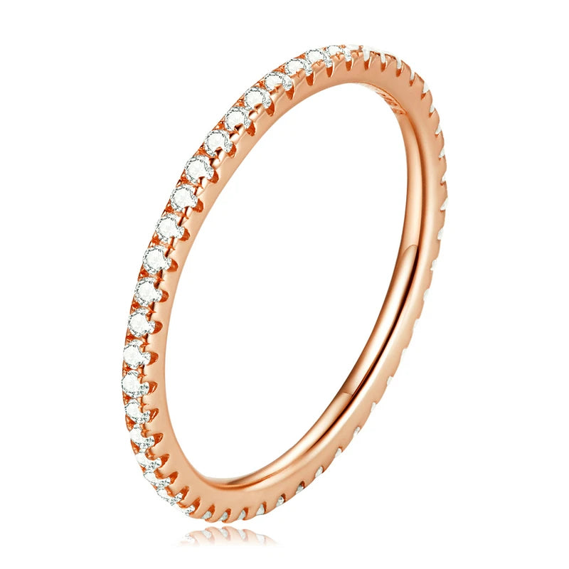 925 Sterling Silver Stackable Eternity Rings – Rainbow, Pink & White CZ Bands