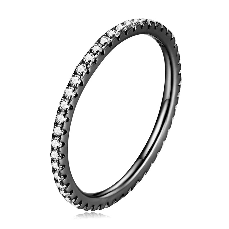925 Sterling Silver Stackable Eternity Rings – Rainbow, Pink & White CZ Bands