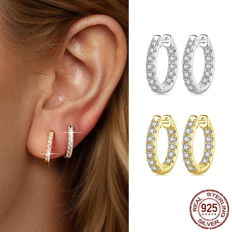 Gold Moissanite Hoop Earrings.