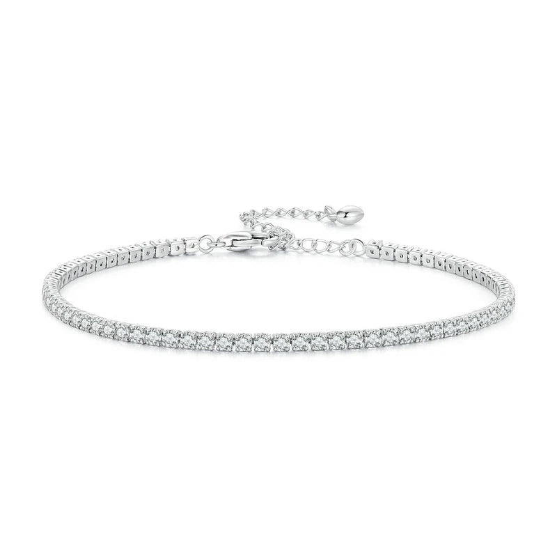 925 Sterling Silver Adjustable Tennis Bracelet with 3mm CZ Stones.
